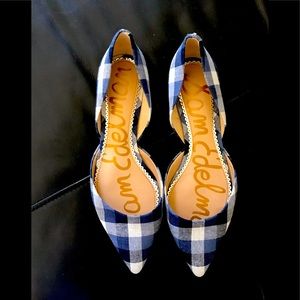 Sam Edelman Blue Gingham D’Orsay flats 7.5